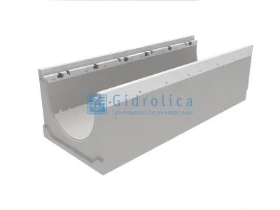 Лоток водоотводный бетонный коробчатый (СО-300мм), с оцинкованной насадкой, с водосливом КUв 100.39,9 (30).34,5(27,5) - BGZ-V, № -10-0